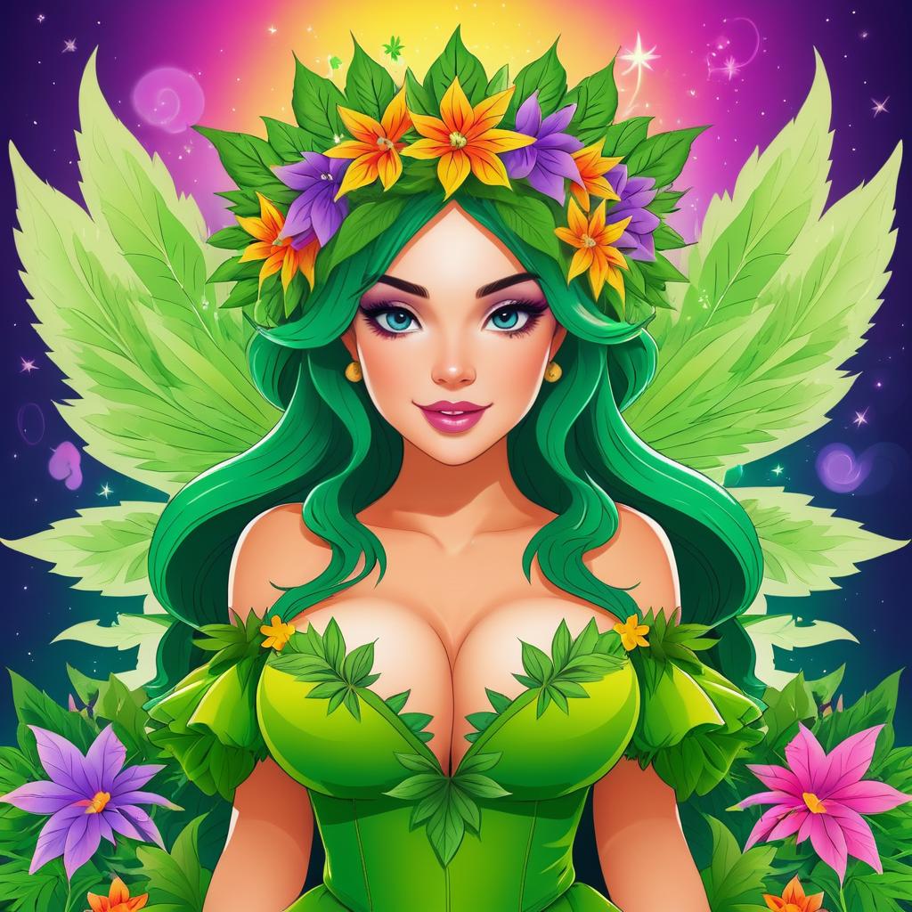 Playful Marijuana Fairy Illustration