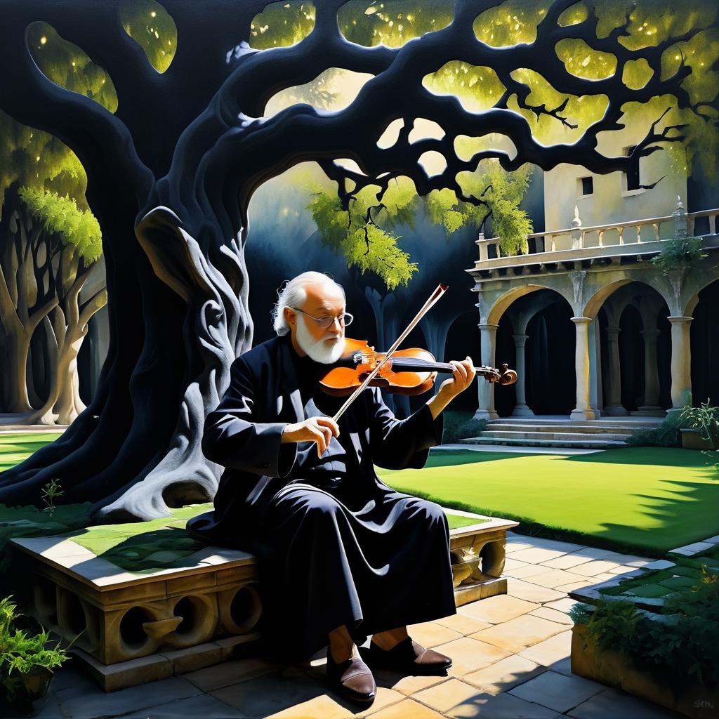 Serene Wisdom: An Old Man with Violin