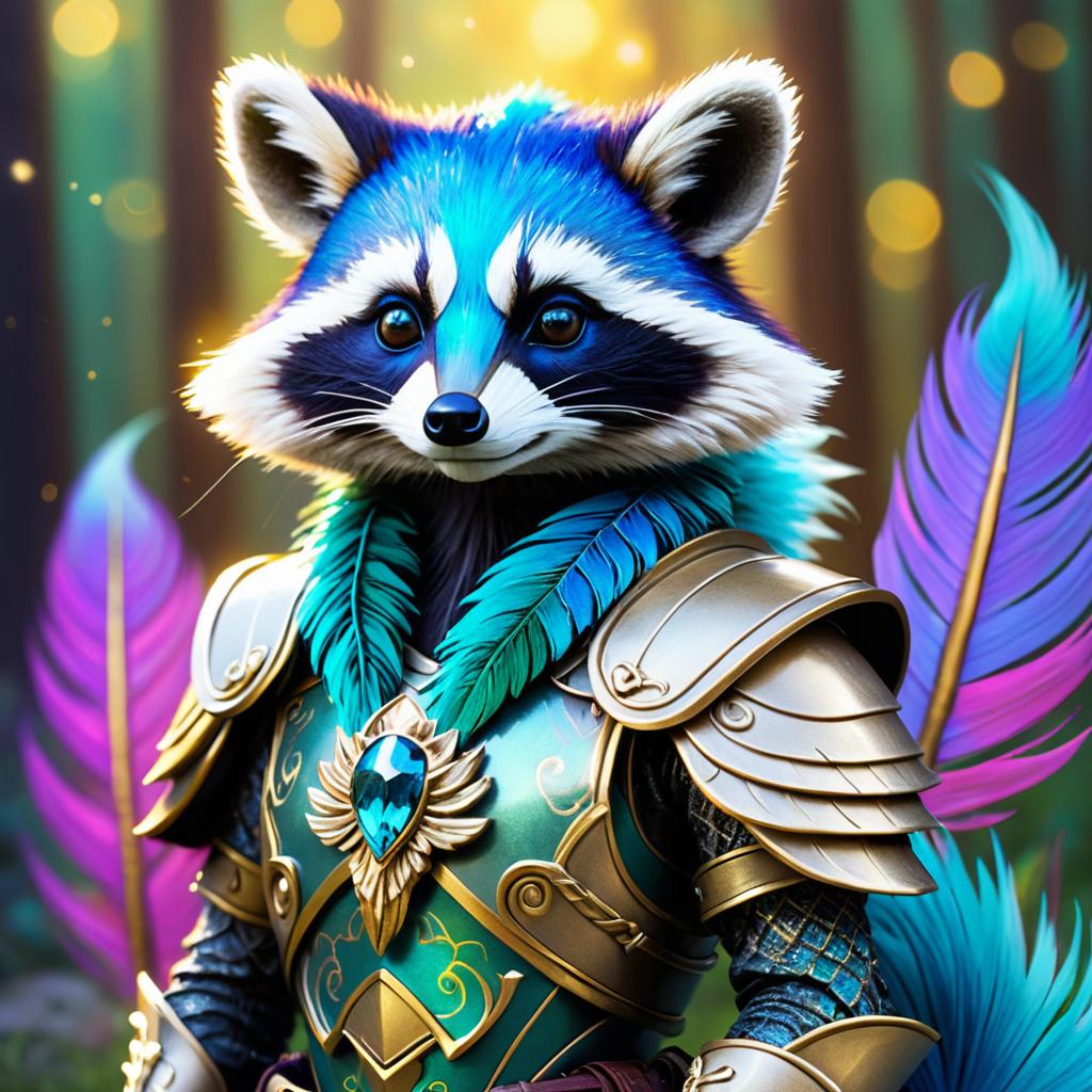 Enchanted Skeletal Raccoon with Phoenix Armor