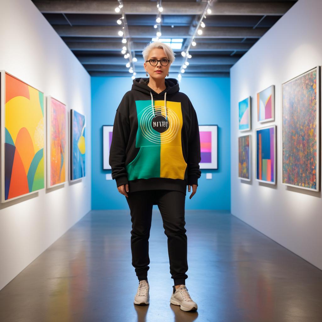 Non-Binary Artist in Vibrant Gallery