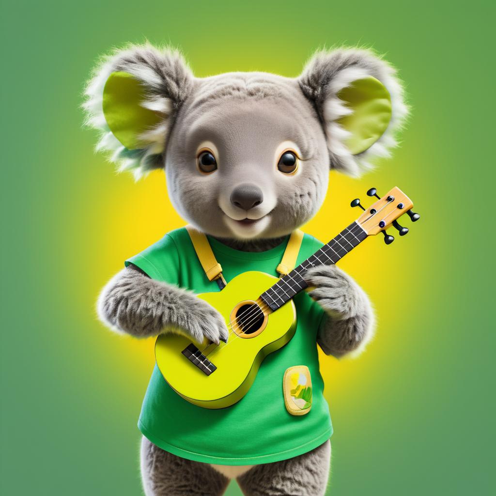 Whimsical Koala with Ukulele Portrait