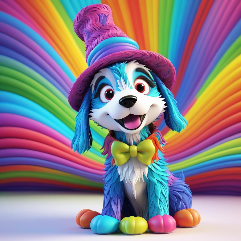 Whimsical 3D Puppy with Colorful Hat