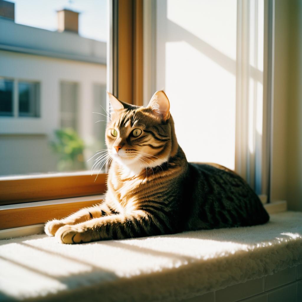 Cinematic Tabby Cat on Windowsill