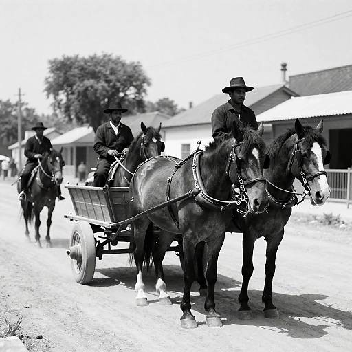 Vintage Street Scene with Horses