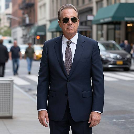 Man in Ron Burgundy Suit on Street