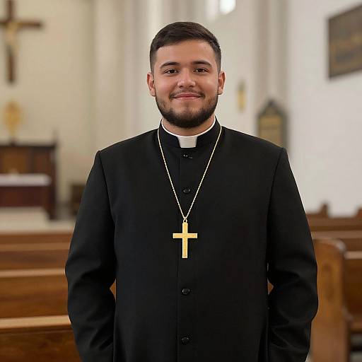 Young Clergyman in Church Portrait