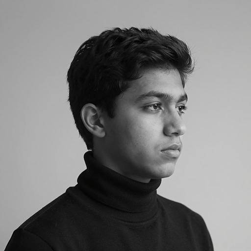 Black and White Portrait of Young Man in Turtleneck