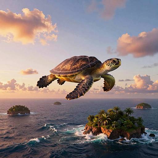 Mythical Vedal Turtle Soaring Sunset
