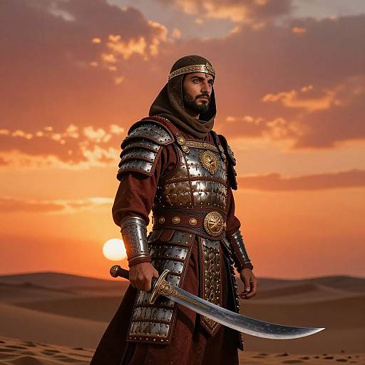 Bald Arab Warrior at Sunset