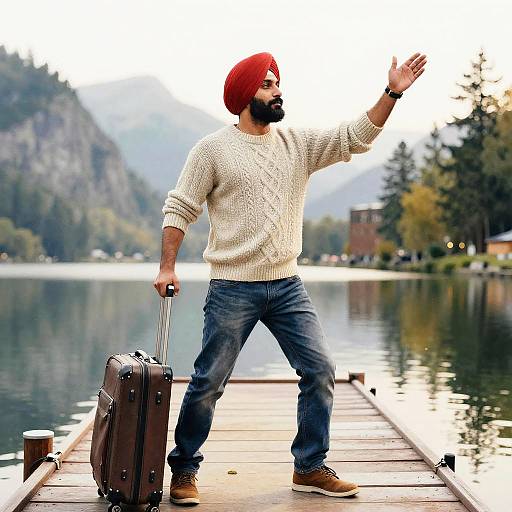 Cozy Traveler by Serene Mountain Lake