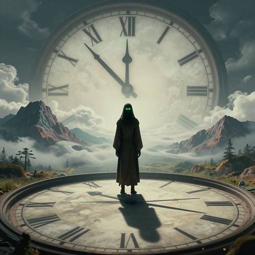 Surreal Timeless Landscape with Cryptic Figure