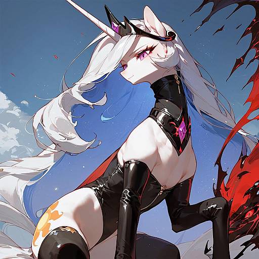 Corrupted Princess Celestia in Black Latex