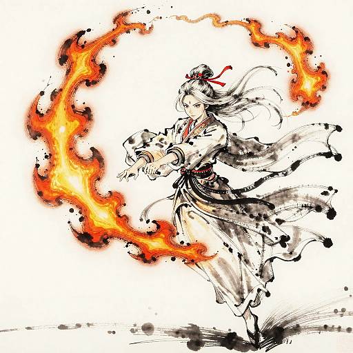 Dynamic Bride in White Hair Art