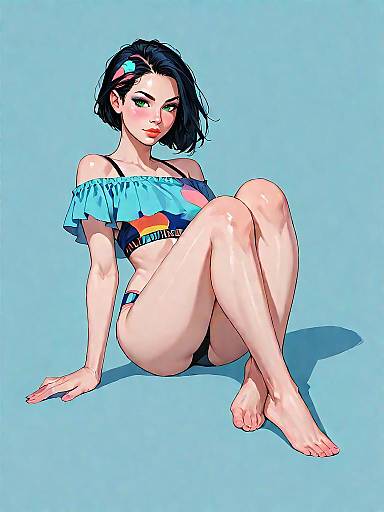 Woman in Asymmetrical Bright Pink Bikini