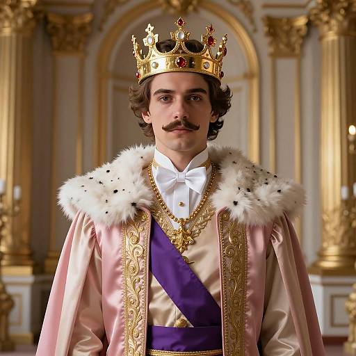 Young Man in Regal Prom King Costume