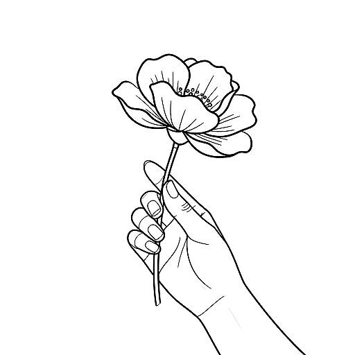 Minimalist Single Line Hand Flower