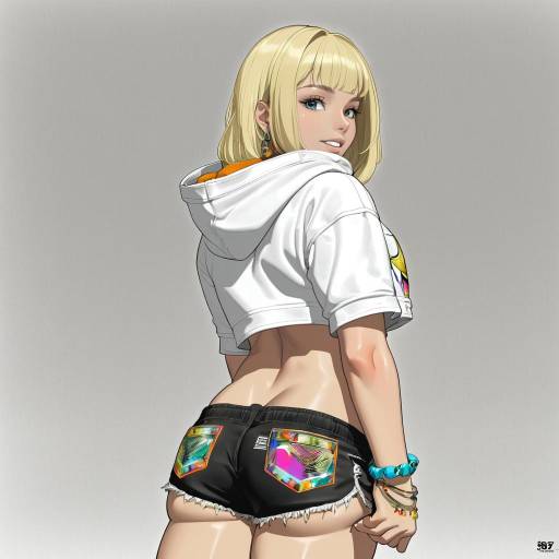 Blonde Girl in Stylish Streetwear