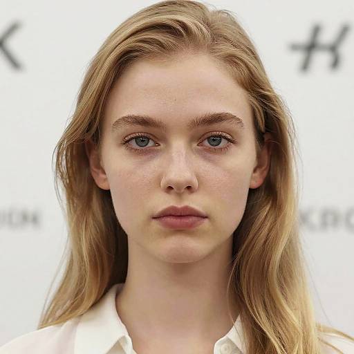 Portrait of Blonde Woman in White Blouse