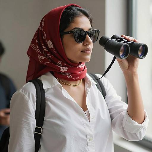 Stylish Woman Gazing Through Window