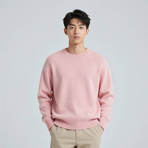Stylish Young Man in Pink Sweater