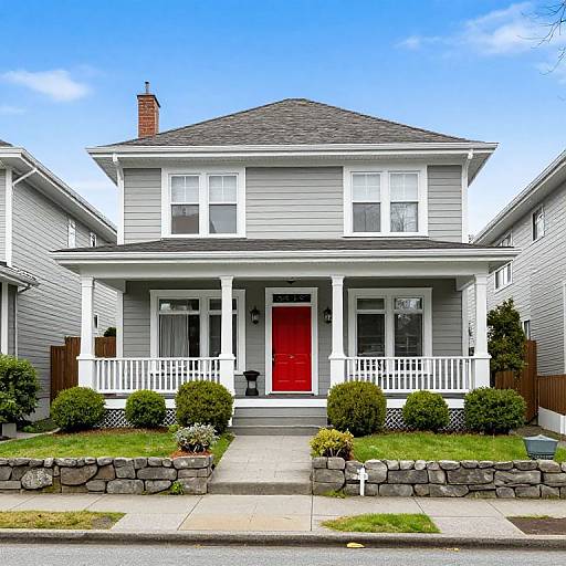 Classic Two-Story House with Red Door