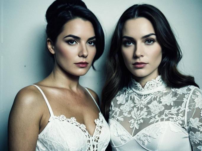 Women in White Lace Dresses Portrait