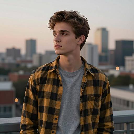 Contemplative Urban Portrait at Dusk