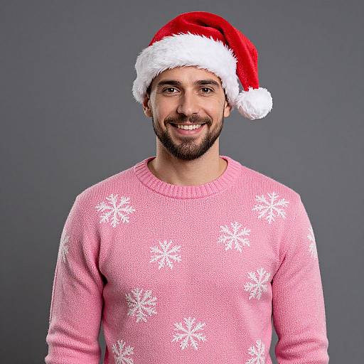 Man in Festive Pink Sweater