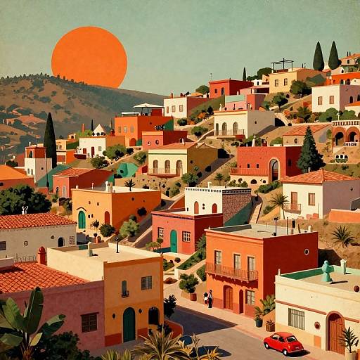 Mid-Century Spanish Folk Neighborhood