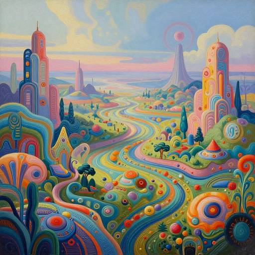 Ethereal Futuristic Landscape Art