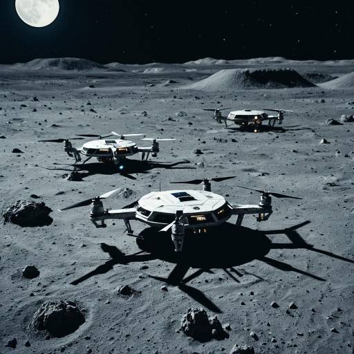 Sci-Fi Hovering Drones on Lunar Surface
