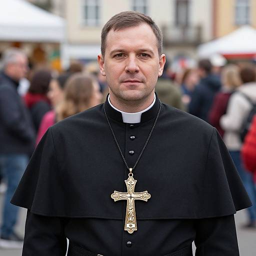 Candid Portrait of Catholic Priest