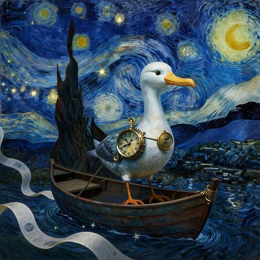 Melancholic Clockwork Albatross at Sea