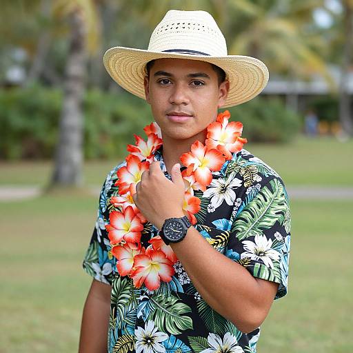 Hawaiian Shirt Man Outdoors