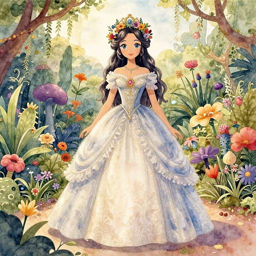 Narcisa in Whimsical Floral Garden