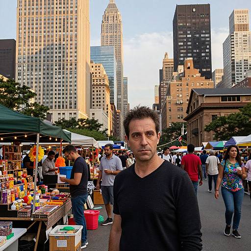 Man in Vibrant Urban Golden Hour