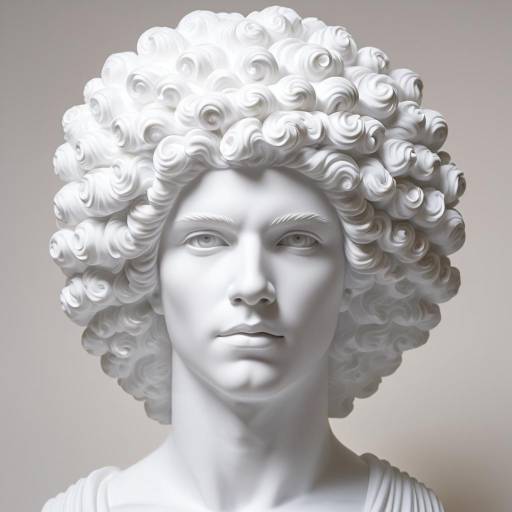 Classical Marble Bust with Curly Hair
