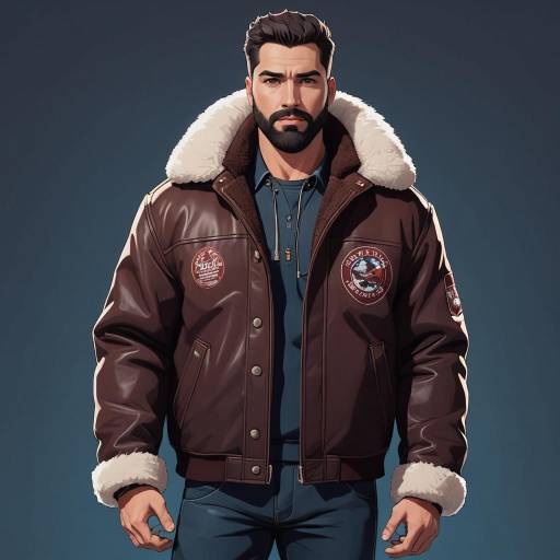 Man in Brown Shearling Jacket