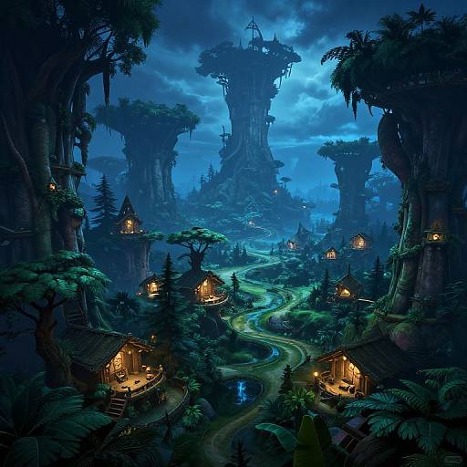 Fantasy HDRI Oasis Jungle Night