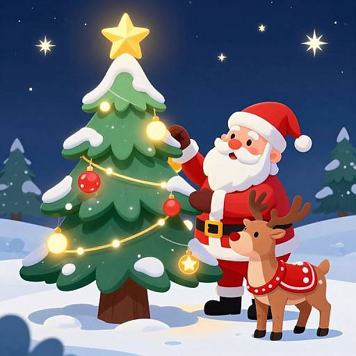 Vibrant Cartoon Christmas Scene