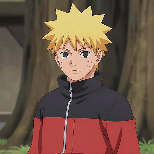 Serious Ninja with Spiky Blonde Hair