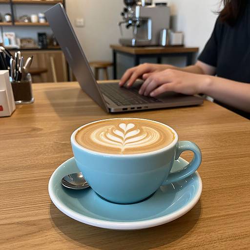 Cappuccino with Latte Art in Café