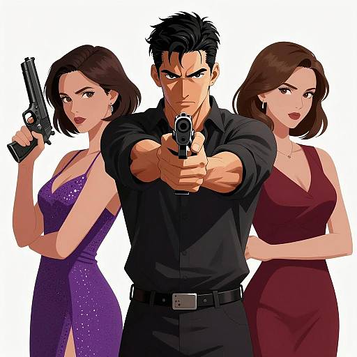 Dramatic Trio in Intense Poses