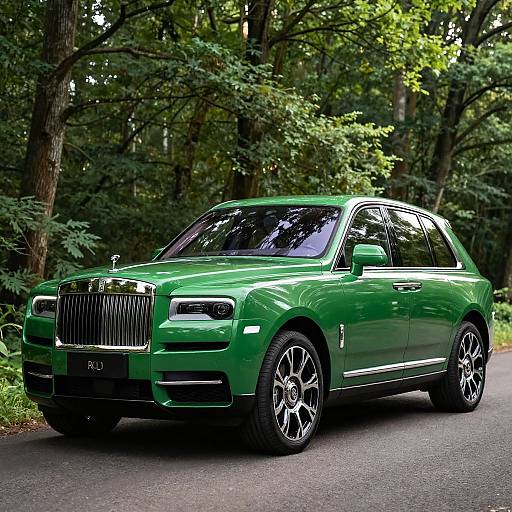 Emerald Rolls Royce Cullinan in Forest