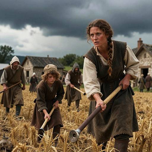 Medieval Peasants Harvesting Crops