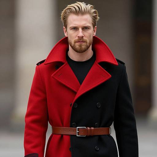 Blonde Bearded Man in Red Coat