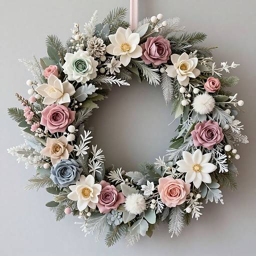 Pastel Winter Wreath of Serenity
