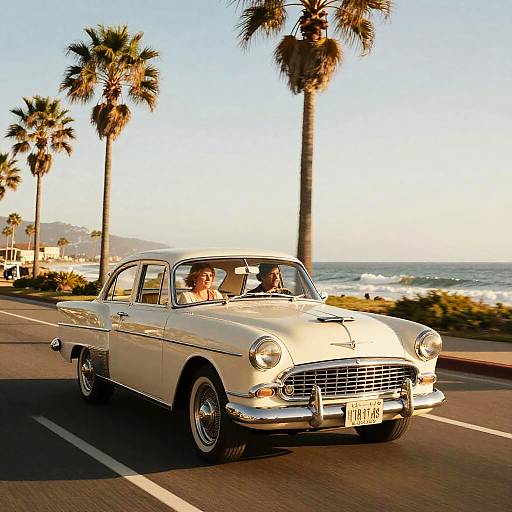 Vintage Coastal Cruise at Golden Hour