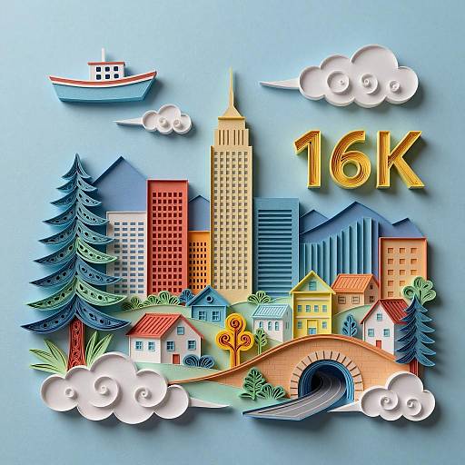 3D Paper Quilling Illustration of Denver Cityscape