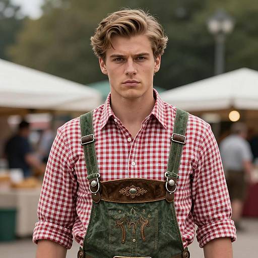 Handsome Man in Lederhosen Costume Portrait